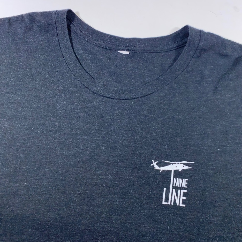 Nine Line Apparel Mens Charcoal Gray Skull Thin Red Line Graphic T-Shirt XL